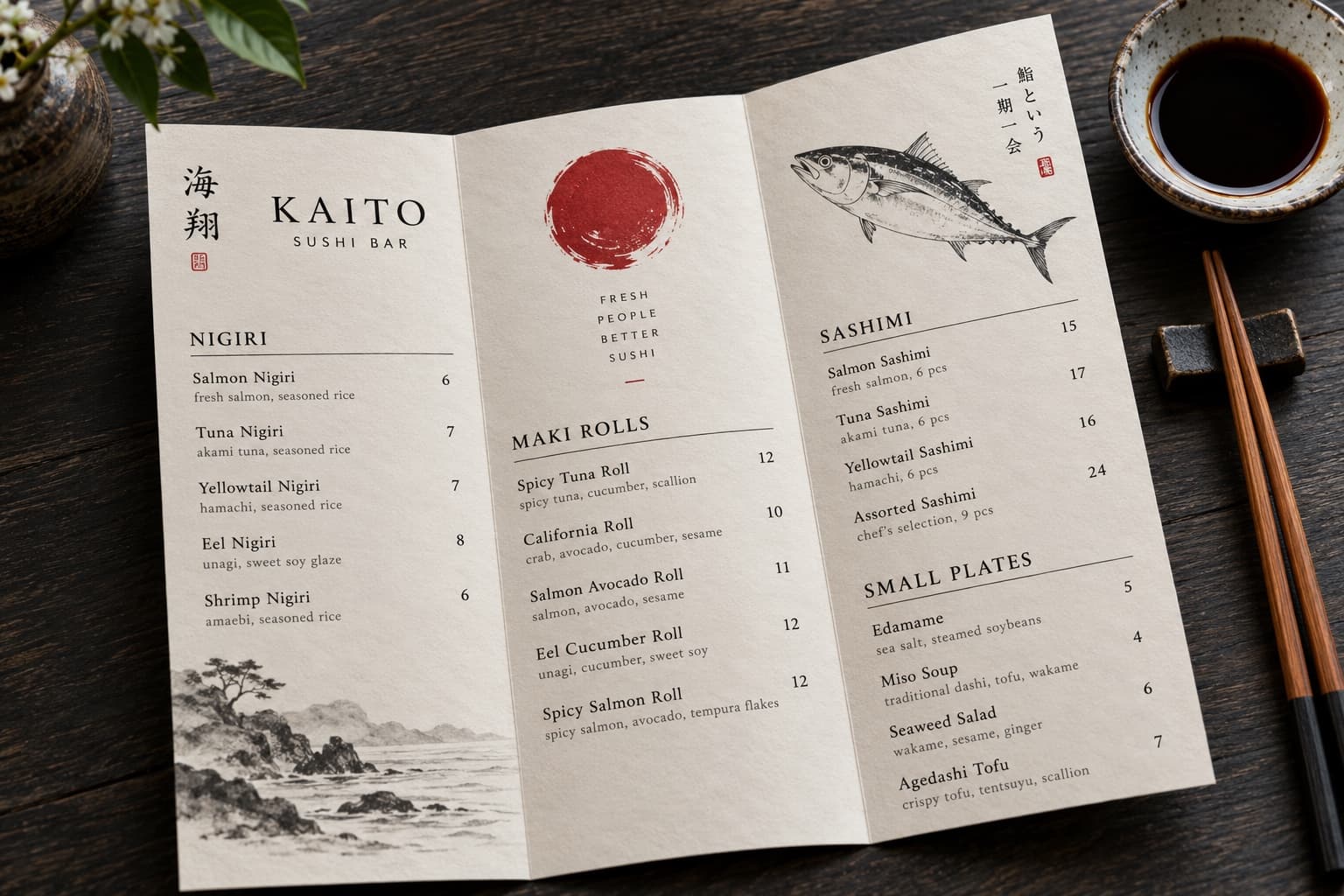 Sushi bar, folded